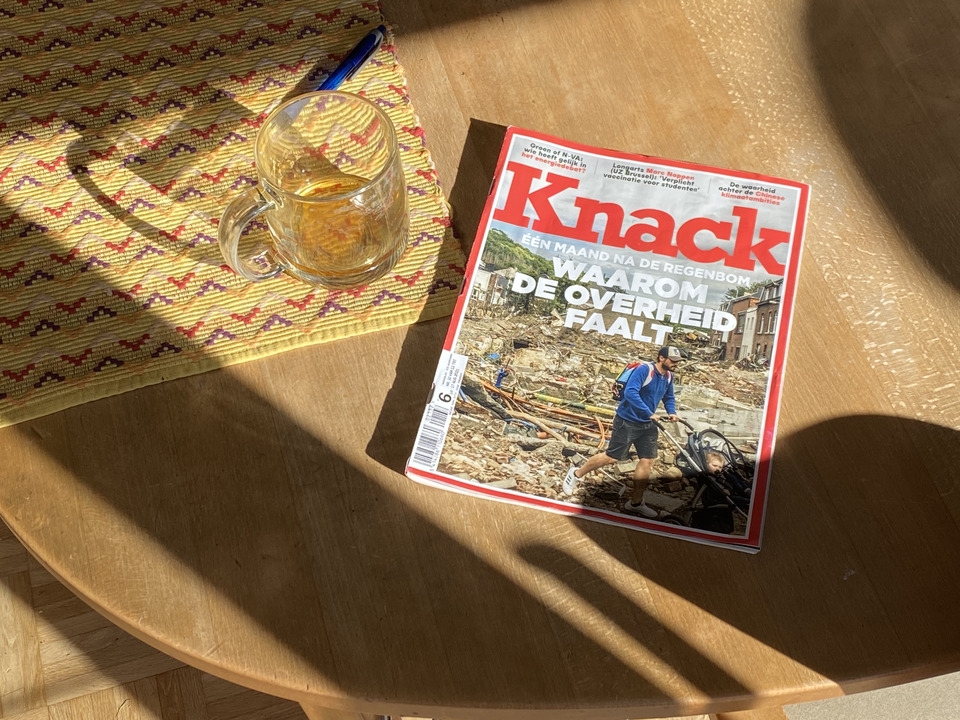 A magazine on the kitchen table